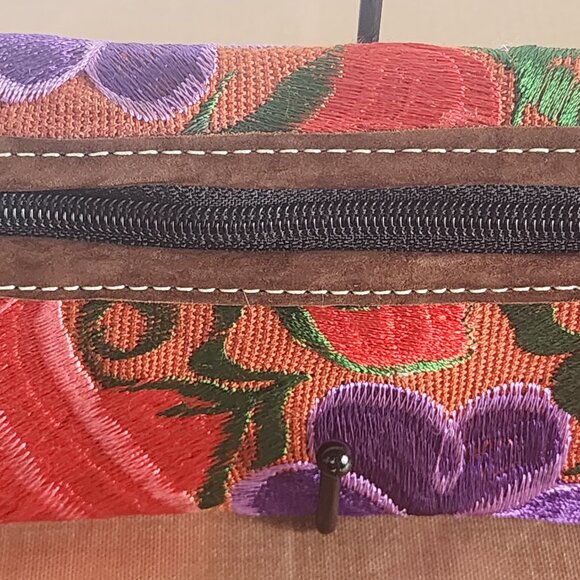 JL Brand Mexican Floral Design Embroidered Leather Snap Shut Wallet / Clutch RGL - Picture 6 of 16